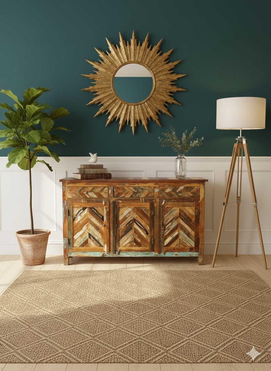 Reclaimed Wood Chevron 3-Door Sideboard