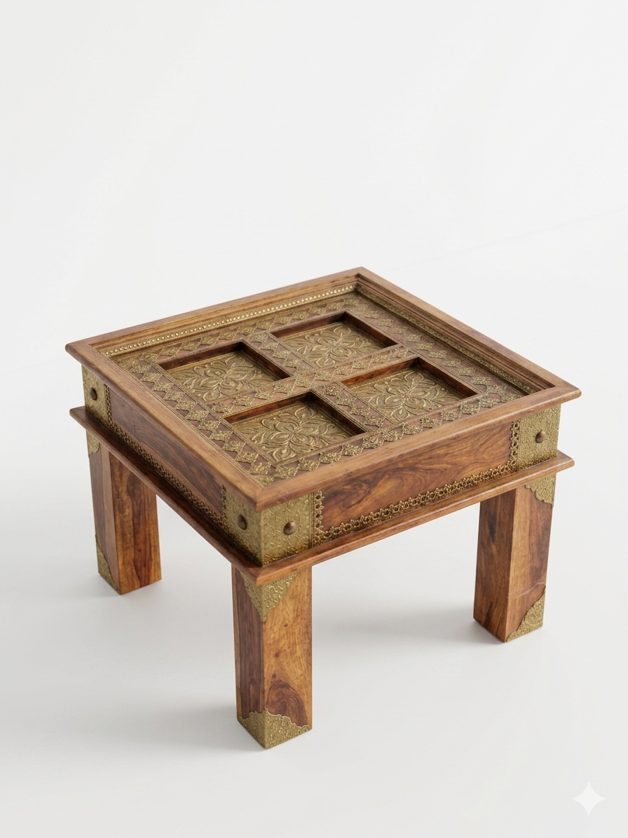 Handcrafted Sheesham Wood Centre Table - Image 2