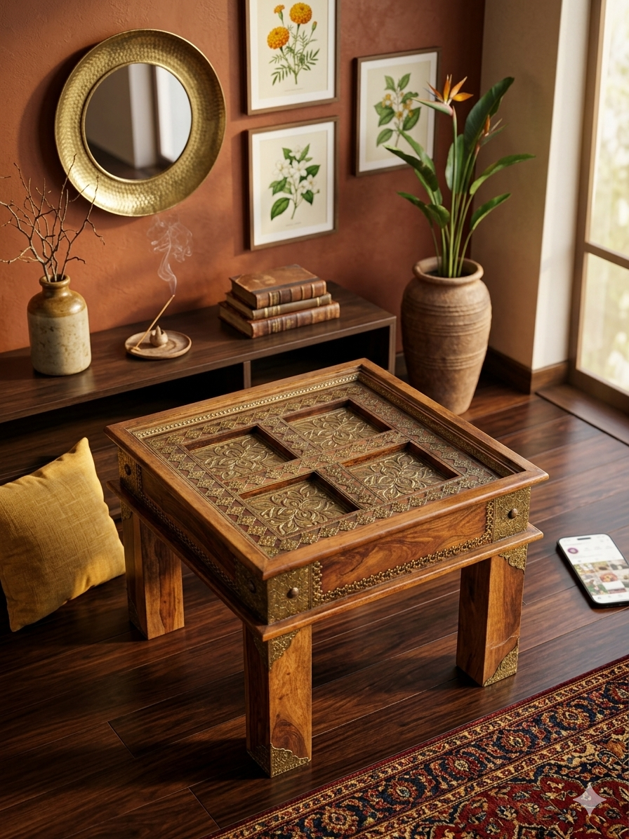 Handcrafted Sheesham Wood Centre Table