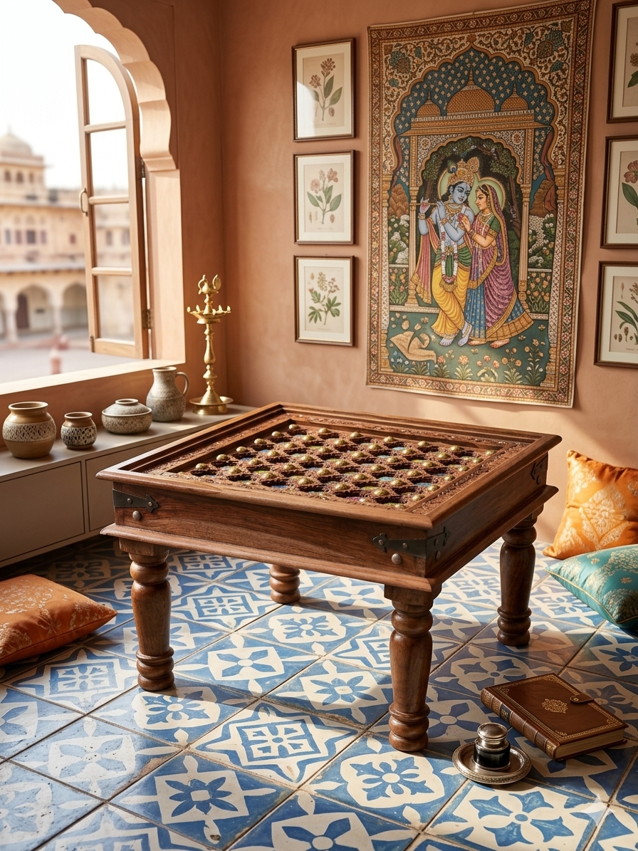 Handcrafted Sheesham Wood Centre Table - Image 2