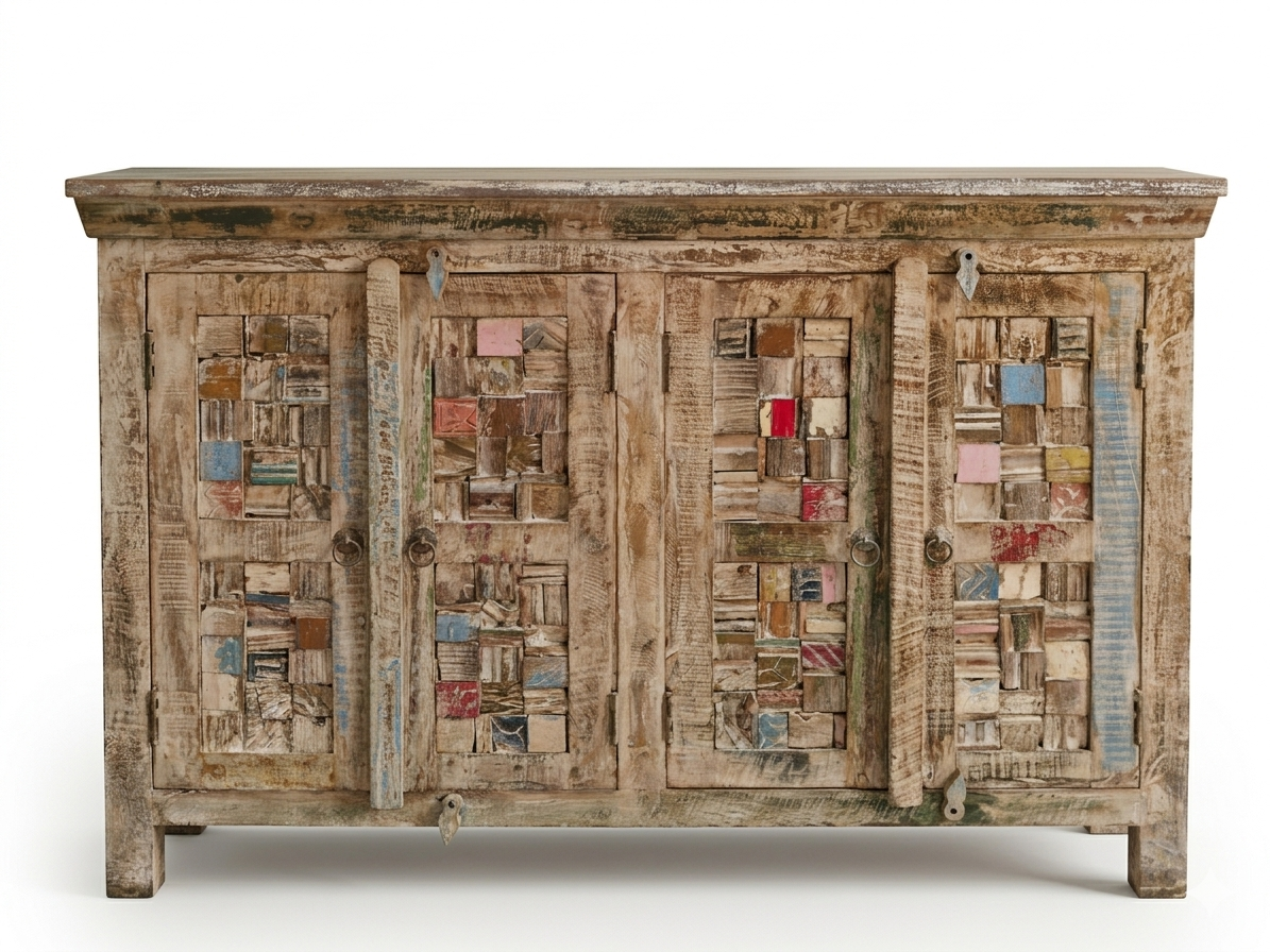 Reclaimed-Style Hand-Painted Mango Wood Sideboard