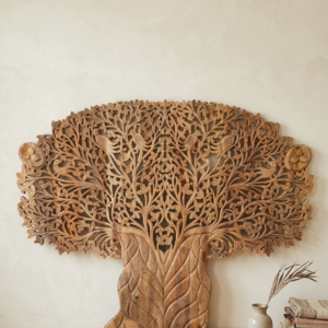 Majestic Tree of Life: Hand-Carved Solid Wood Wall Panel