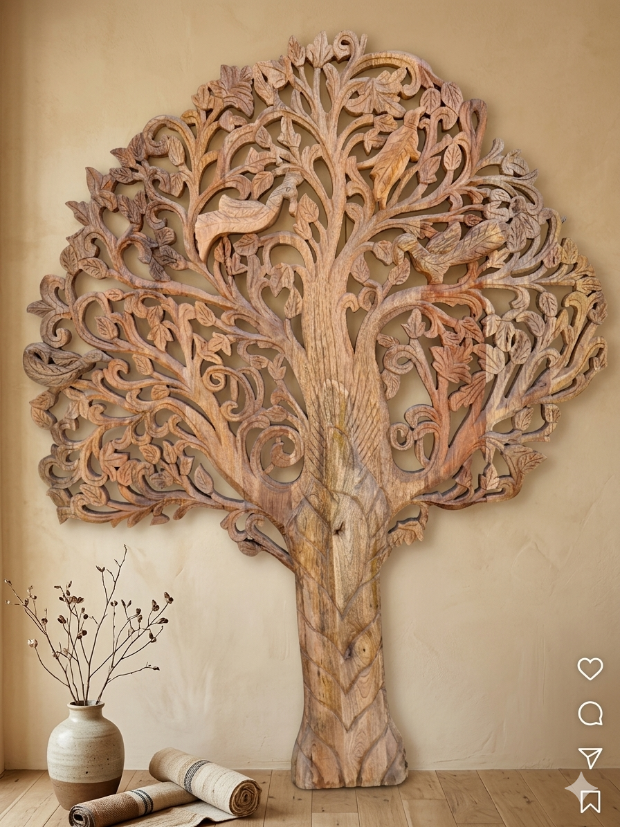 Handcrafted "Tree of Life" Solid Wood Wall Panel 