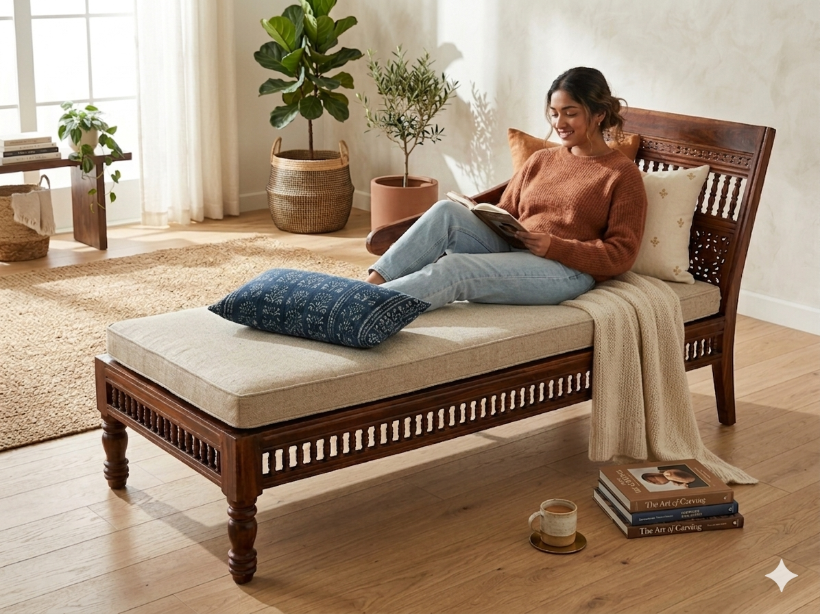 Handcrafted Sheesham Wood Luxury Diwan / Daybed - Image 2