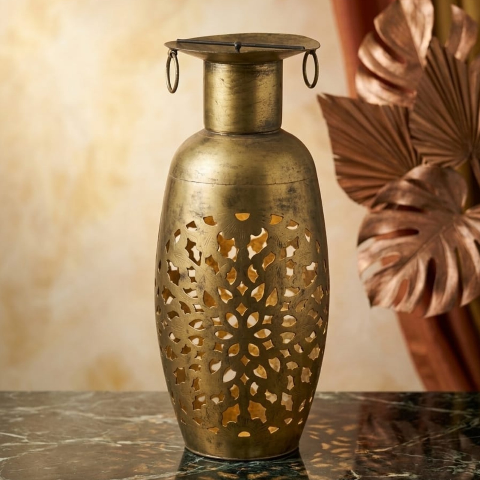 Handcrafted Antique Metal Flower Vase - Image 2