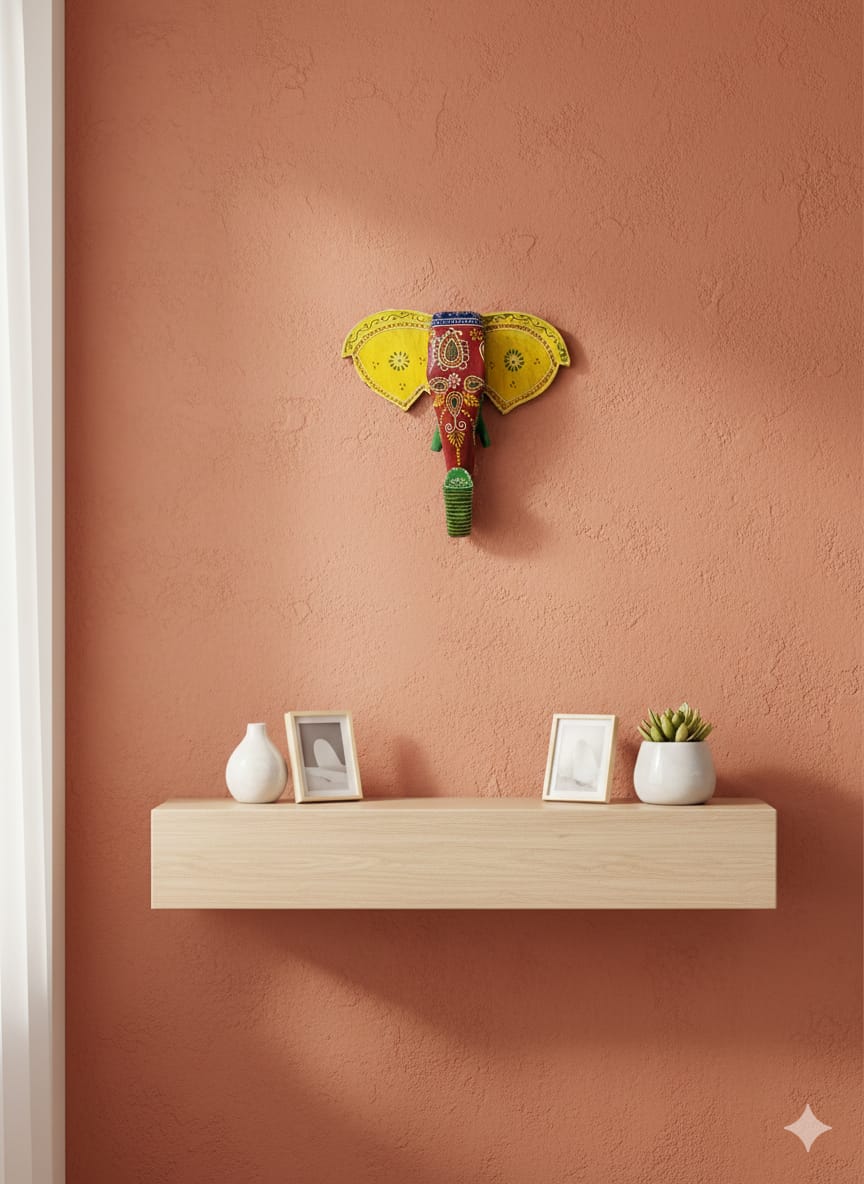 Hand-Painted Traditional Elephant Wall Mask