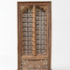 Handcrafted Antique Wooden Door – Brass & Iron Studded